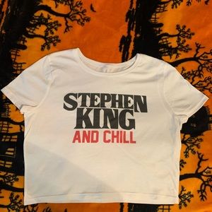 Stephen king and chill cropped tee